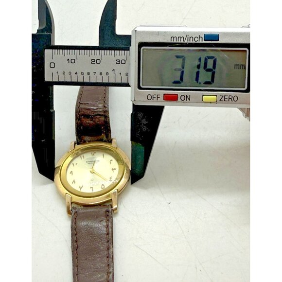 Vtg Samsung Quartz Watch Women's Gold Tone Analog Brown Leather Band EA-059A - Picture 5 of 7